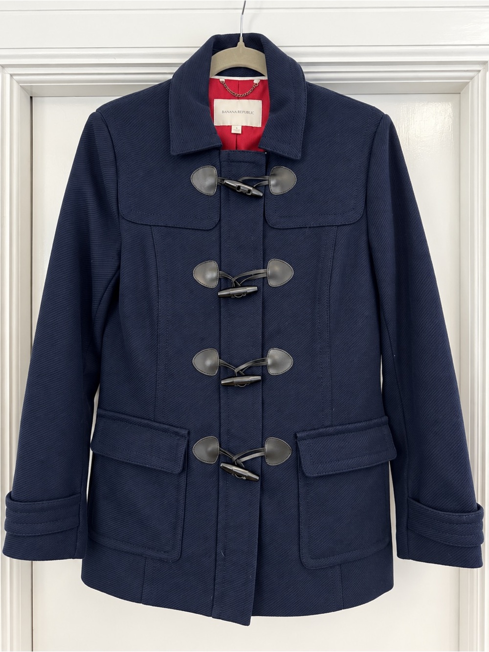 Banana Republic Navy Toggle Peacoat with Red Lining, Size S